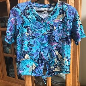 David Wayne vintage front tie shirt size M